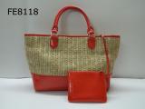 Straw Bag with leather trim